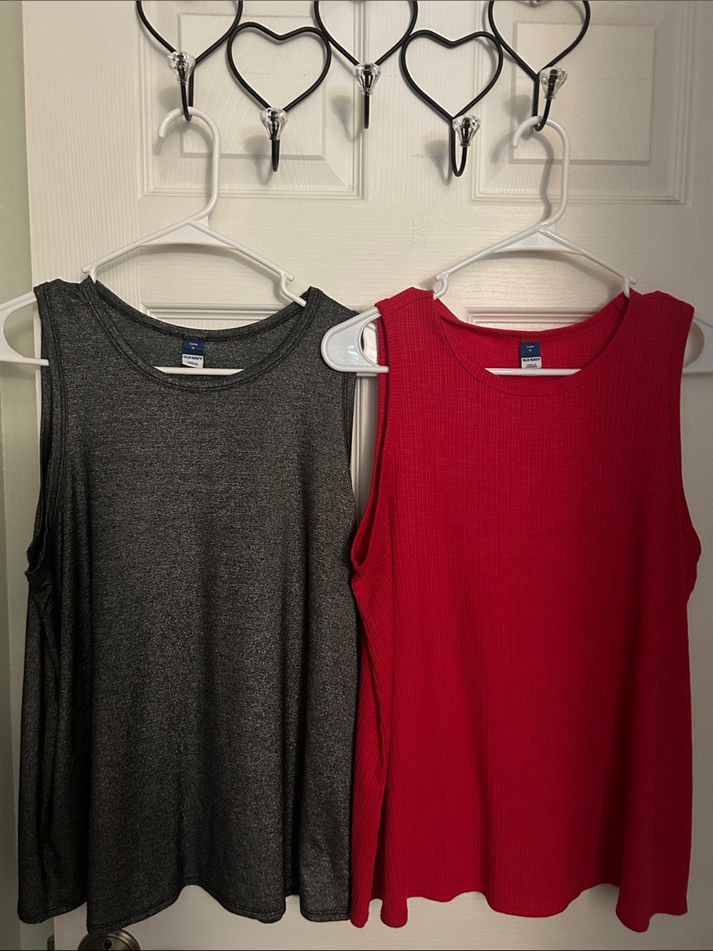 Old Navy Ribbed Sleeveless Tank Tops - Red & Charcoal